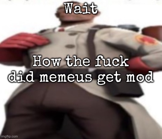 Ze medic | Wait; How the fuck did memeus get mod | image tagged in ze medic,msmg | made w/ Imgflip meme maker