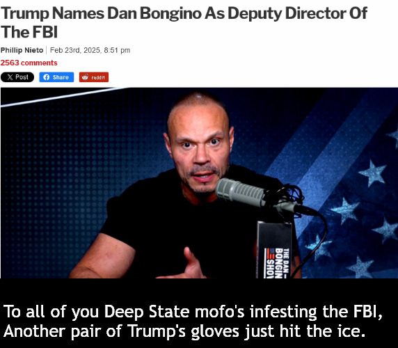 The sh*t just got exponentially serious. | To all of you Deep State mofo's infesting the FBI,
Another pair of Trump's gloves just hit the ice. | image tagged in memes,politics,trump,fbi,bongino | made w/ Imgflip meme maker