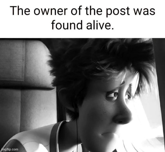 The owner of the post was found alive | image tagged in the owner of the post was found alive | made w/ Imgflip meme maker