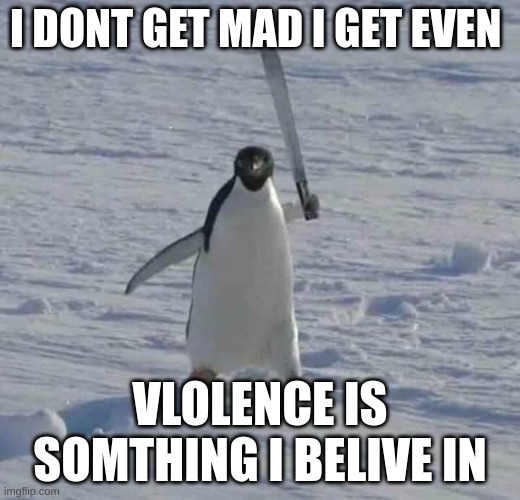 chose violence | I DONT GET MAD I GET EVEN; VLOLENCE IS SOMTHING I BELIVE IN | image tagged in chose violence | made w/ Imgflip meme maker