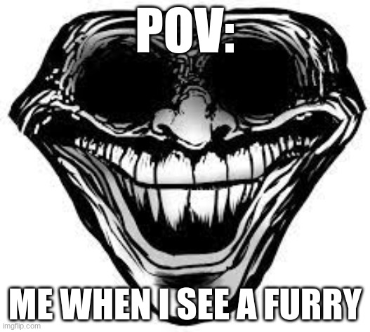 me when I see a furry | POV:; ME WHEN I SEE A FURRY | image tagged in anti furry | made w/ Imgflip meme maker