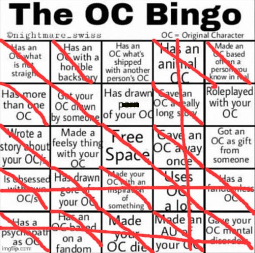 bingo | image tagged in the oc bingo | made w/ Imgflip meme maker