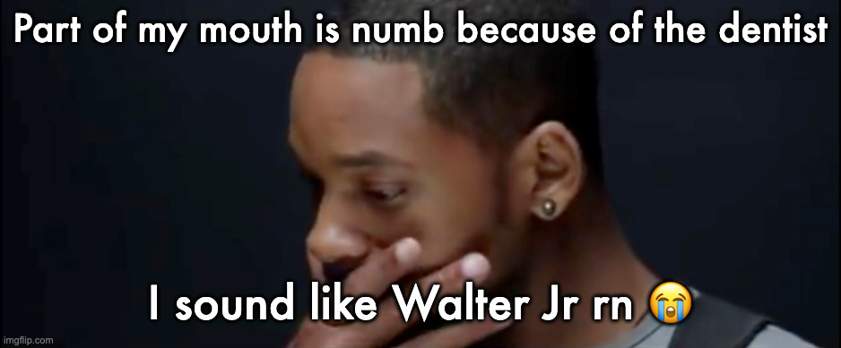 I, Robot Can You Write A Symphony single panel | Part of my mouth is numb because of the dentist; I sound like Walter Jr rn 😭 | image tagged in i robot can you write a symphony single panel | made w/ Imgflip meme maker