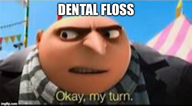 Gru ok my turn | DENTAL FLOSS | image tagged in gru ok my turn | made w/ Imgflip meme maker