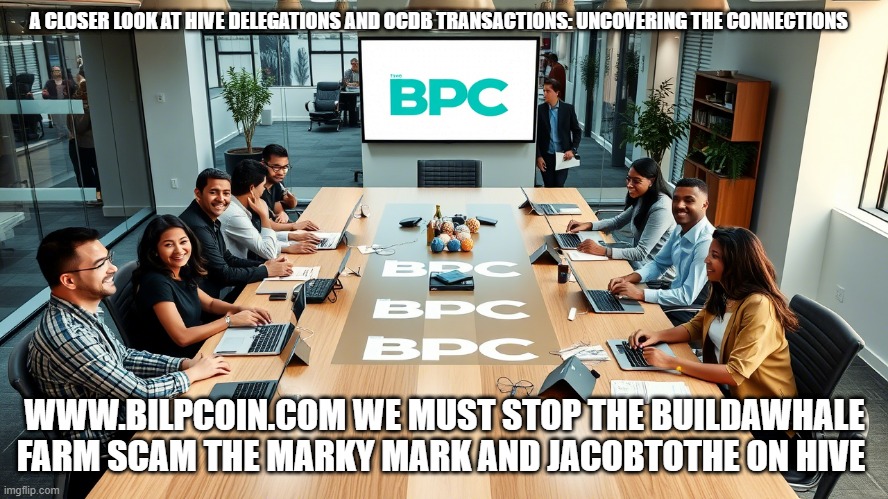 A CLOSER LOOK AT HIVE DELEGATIONS AND OCDB TRANSACTIONS: UNCOVERING THE CONNECTIONS; WWW.BILPCOIN.COM WE MUST STOP THE BUILDAWHALE FARM SCAM THE MARKY MARK AND JACOBTOTHE ON HIVE | made w/ Imgflip meme maker