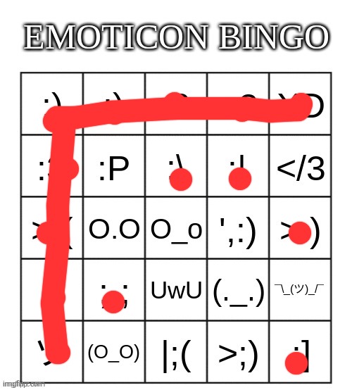 Hmmm | image tagged in emoticon bingo | made w/ Imgflip meme maker