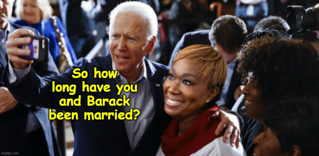 Another oppressed Strong Black Woman | So how long have you and Barack been married? | image tagged in reid biden michelle meme | made w/ Imgflip meme maker