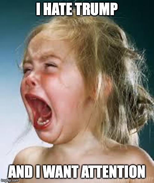 Crying Baby | I HATE TRUMP; AND I WANT ATTENTION | image tagged in crying baby | made w/ Imgflip meme maker