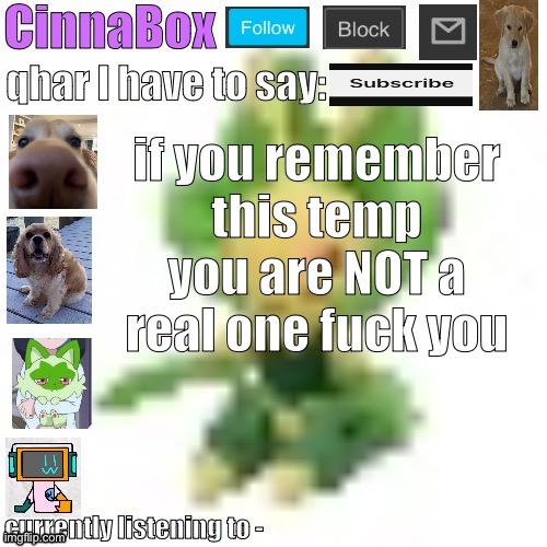 /j | if you remember this temp you are NOT a real one fuck you | image tagged in cinnabox s 144p leavanny temp | made w/ Imgflip meme maker