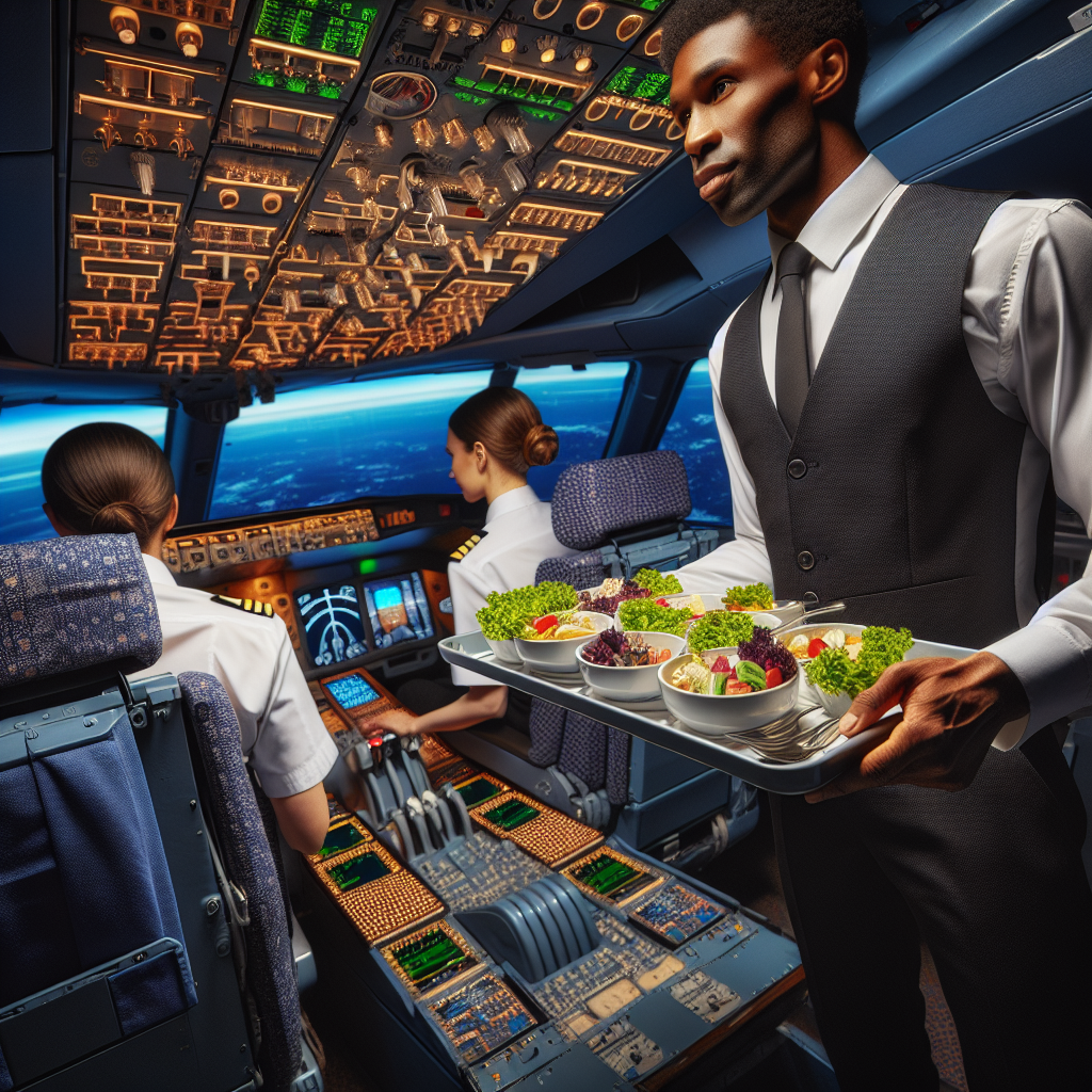 male flight attendant brings meal tray to all-female cockpit cre Blank Meme Template