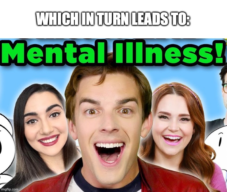 Game theory mental illness HD | WHICH IN TURN LEADS TO: | image tagged in game theory mental illness hd | made w/ Imgflip meme maker