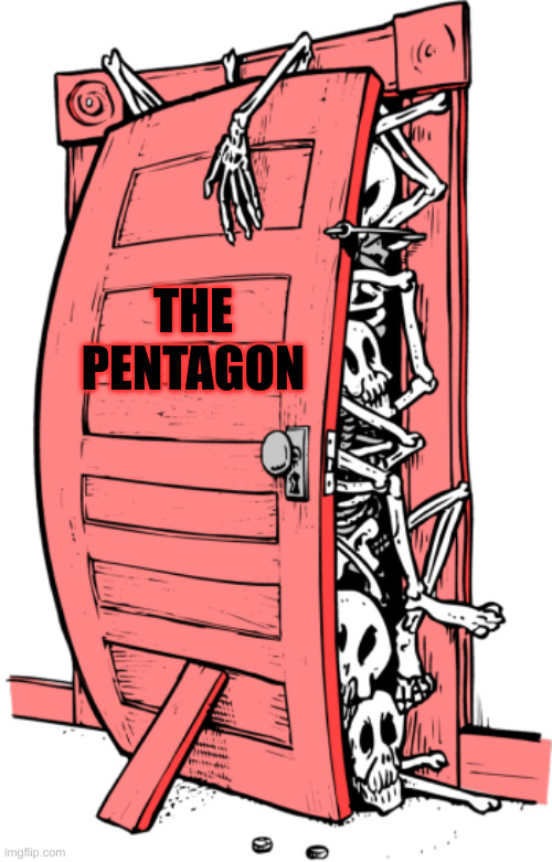 And All The Rest Of The Bureaucratic 'Golden Welfare' Recipients | THE PENTAGON | image tagged in closet of skeletons bursting door,political meme,politics,funny memes,funny | made w/ Imgflip meme maker