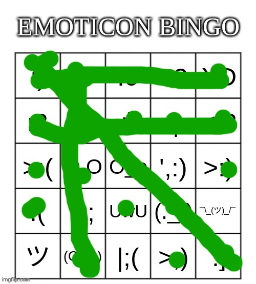 Bonus- :< | image tagged in emoticon bingo | made w/ Imgflip meme maker