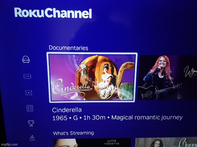 Roku put Cinderella in the wrong category | image tagged in roku channel,cinderella,leslie ann warren,error,mistake,fail | made w/ Imgflip meme maker