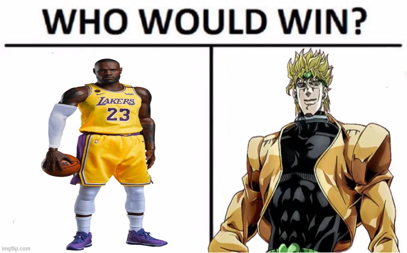 on a court, random encounter, lebron's aura gives him stand visibility | image tagged in memes,who would win | made w/ Imgflip meme maker