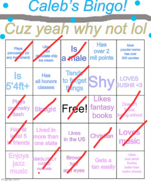 Caleb’s bingo | image tagged in caleb s bingo | made w/ Imgflip meme maker