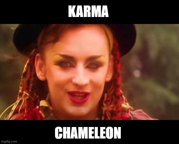 Karma Chameleon | KARMA CHAMELEON | image tagged in karma chameleon | made w/ Imgflip meme maker