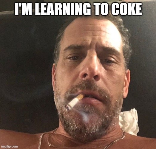 Hunter Biden | I'M LEARNING TO COKE | image tagged in hunter biden | made w/ Imgflip meme maker