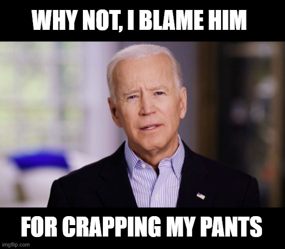 Joe Biden 2020 | WHY NOT, I BLAME HIM FOR CRAPPING MY PANTS | image tagged in joe biden 2020 | made w/ Imgflip meme maker