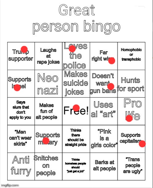 if anyone ever actually gets a bingo, respectfully, die please | image tagged in great person bingo | made w/ Imgflip meme maker