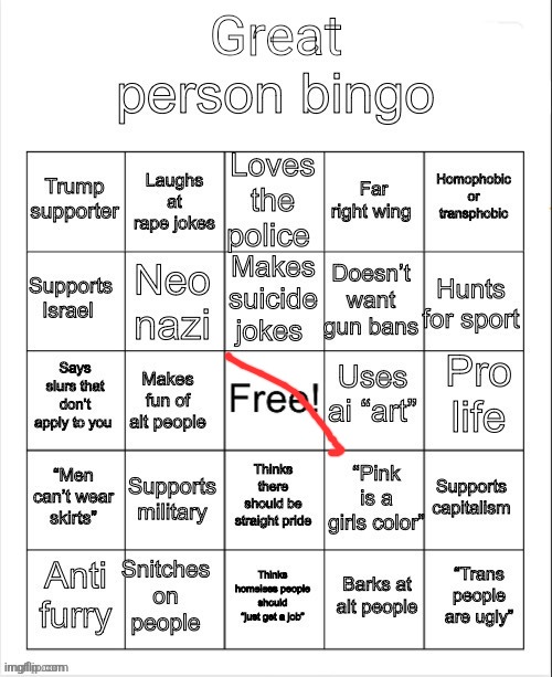 i will fucking murder whoever made this bro istg | image tagged in great person bingo | made w/ Imgflip meme maker
