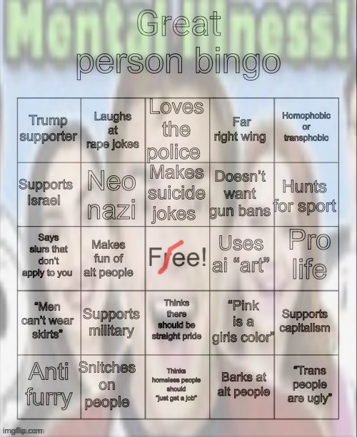 Great person bingo | made w/ Imgflip meme maker