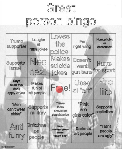 great person bingo | image tagged in great person bingo | made w/ Imgflip meme maker