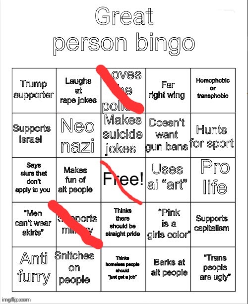 great person bingo | image tagged in great person bingo | made w/ Imgflip meme maker