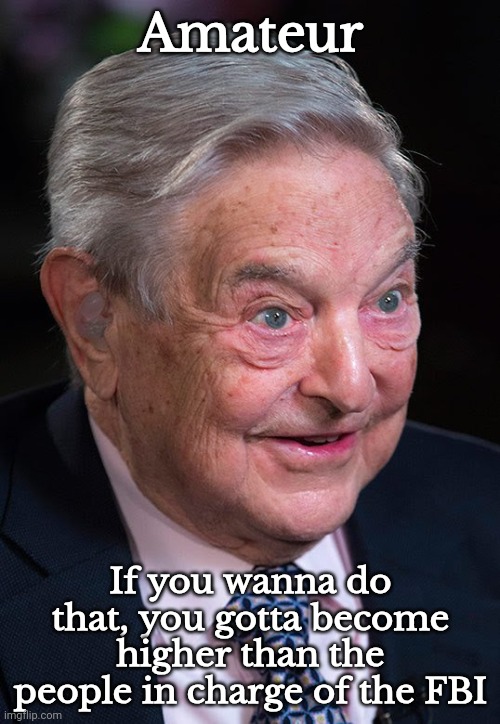 Evil George Soros | Amateur If you wanna do that, you gotta become higher than the people in charge of the FBI | image tagged in evil george soros | made w/ Imgflip meme maker