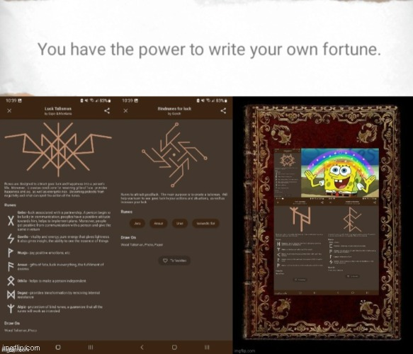 Runes | Book Of Writing My Own Lucky Fortune Blank Meme Template