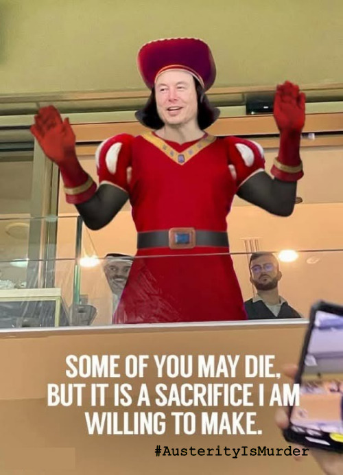 Austerity Is Murder | #AusterityIsMurder | image tagged in doge,elon musk,current events | made w/ Imgflip meme maker