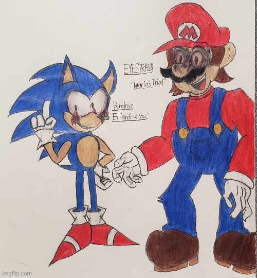 Cousins! :3 | image tagged in sonic exe,horrorbrew,exe,mario mix,drawing | made w/ Imgflip meme maker