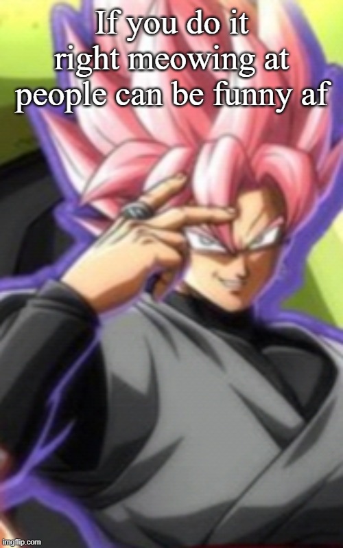 Smart goku black | If you do it right meowing at people can be funny af | image tagged in smart goku black | made w/ Imgflip meme maker