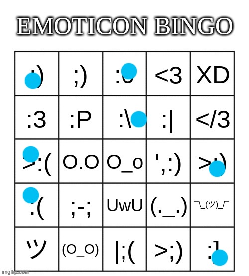 emoticon bingo | image tagged in emoticon bingo | made w/ Imgflip meme maker