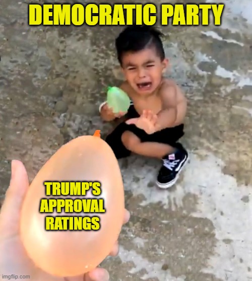 One month into Trump's Presidency | DEMOCRATIC PARTY; TRUMP'S
APPROVAL
RATINGS | image tagged in liberals,woke,leftists,democratic party,deep state,doge | made w/ Imgflip meme maker