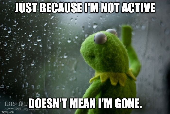 i miss this. | JUST BECAUSE I'M NOT ACTIVE; DOESN'T MEAN I'M GONE. | image tagged in kermit window,funny,relatable,memes,dumb,sad | made w/ Imgflip meme maker