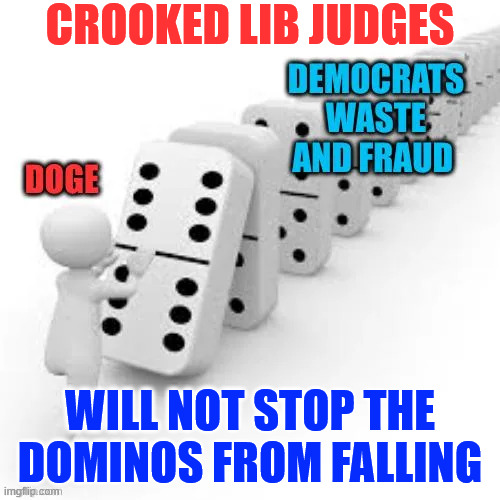 The dominos will fall. | CROOKED LIB JUDGES; WILL NOT STOP THE DOMINOS FROM FALLING | image tagged in doge,going to get to the bottom,deep state corruption and waste,crooked judges will not stop them | made w/ Imgflip meme maker