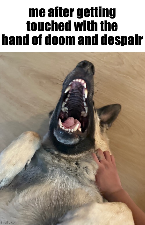 me after getting touched with the hand of doom and despair | made w/ Imgflip meme maker