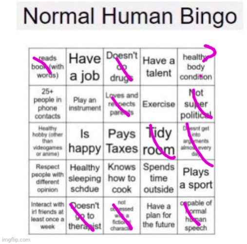 yikes. | image tagged in normal human bingo | made w/ Imgflip meme maker