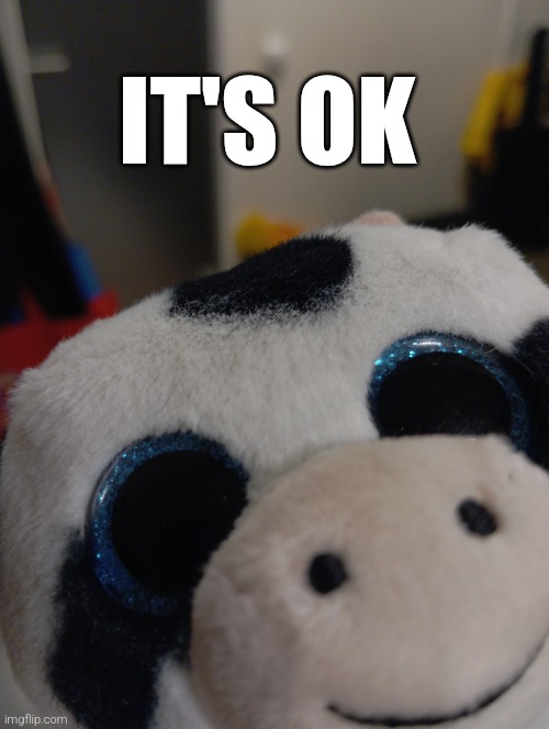 Happy cow | IT'S OK | image tagged in happy cow | made w/ Imgflip meme maker