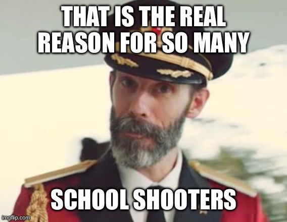 Captain Obvious | THAT IS THE REAL REASON FOR SO MANY SCHOOL SHOOTERS | image tagged in captain obvious | made w/ Imgflip meme maker