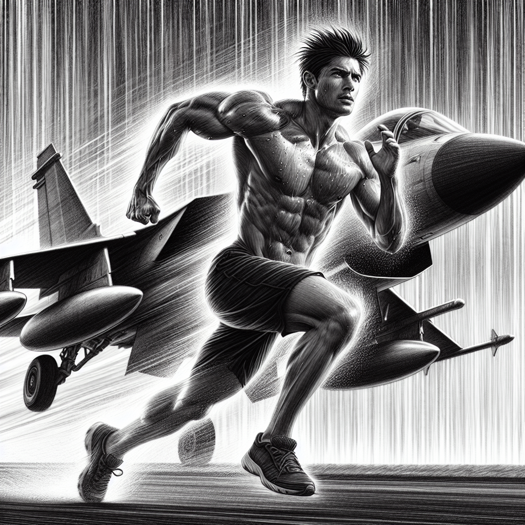a man running as fast as he could in front of a jet Blank Meme Template