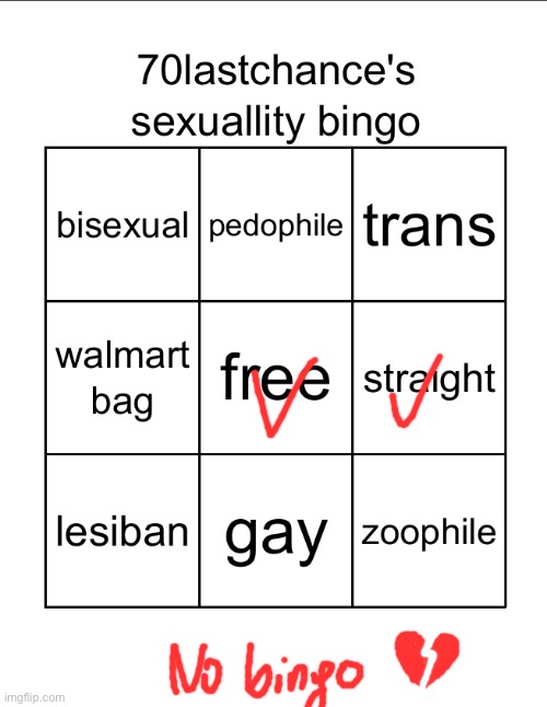 70lastchance's sexuallity bingo (very shitty) | image tagged in 70lastchance's sexuallity bingo very shitty | made w/ Imgflip meme maker