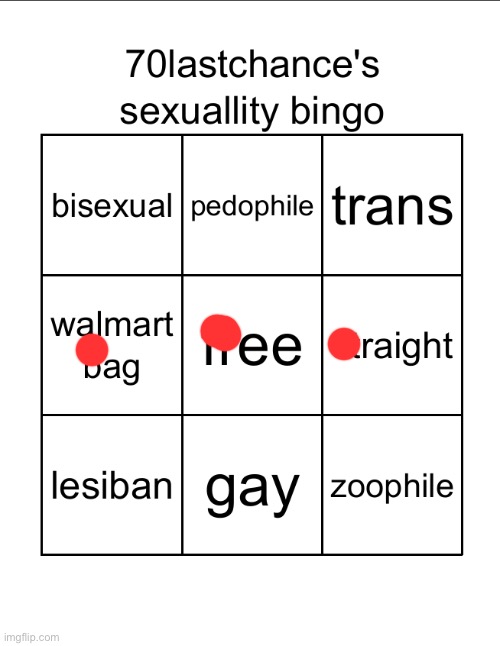 finally, the best gender gets some representation in a bingo | image tagged in 70lastchance's sexuallity bingo very shitty | made w/ Imgflip meme maker