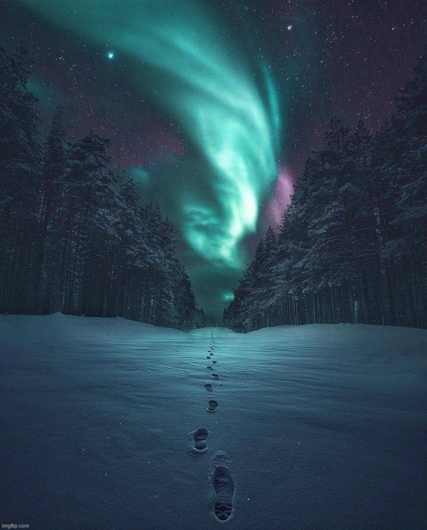 Walking into northern lights | image tagged in awesome | made w/ Imgflip meme maker