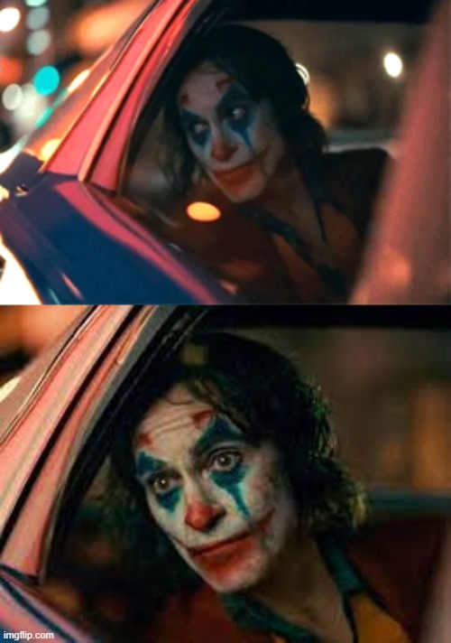 Joker sad | image tagged in joker,sad,police car | made w/ Imgflip meme maker