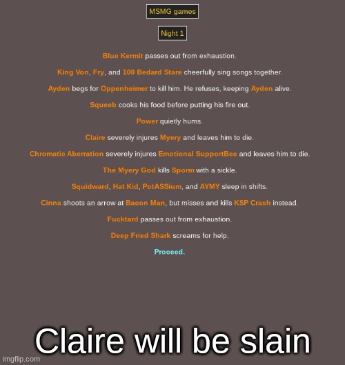 Claire will be slain | made w/ Imgflip meme maker