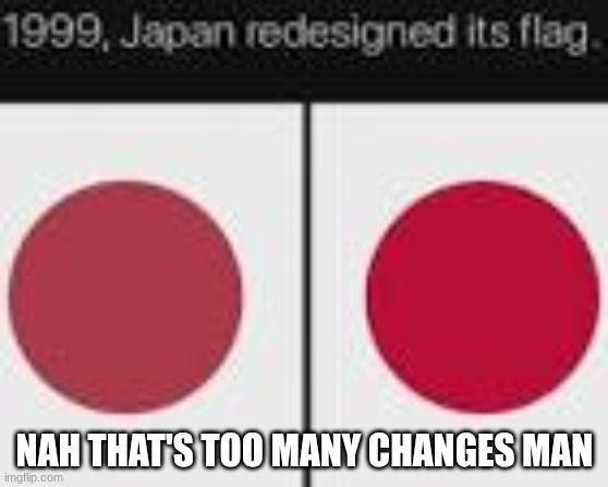 Japan made too many changes to their flag | NAH THAT'S TOO MANY CHANGES MAN | image tagged in japan,funny,sarcasm,flag | made w/ Imgflip meme maker