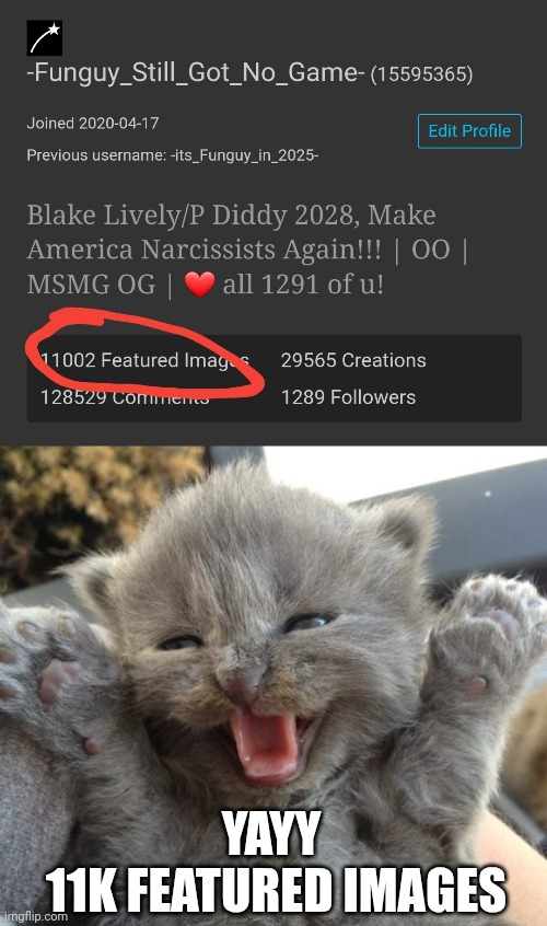 I could have caught 11K even but I wasn't aware of it | YAYY 
11K FEATURED IMAGES | image tagged in yay kitty | made w/ Imgflip meme maker