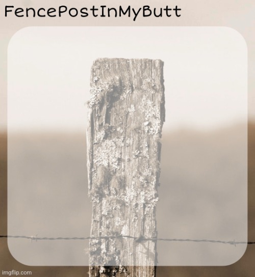 FencePostInMyButt | image tagged in fencepostinmybutt | made w/ Imgflip meme maker